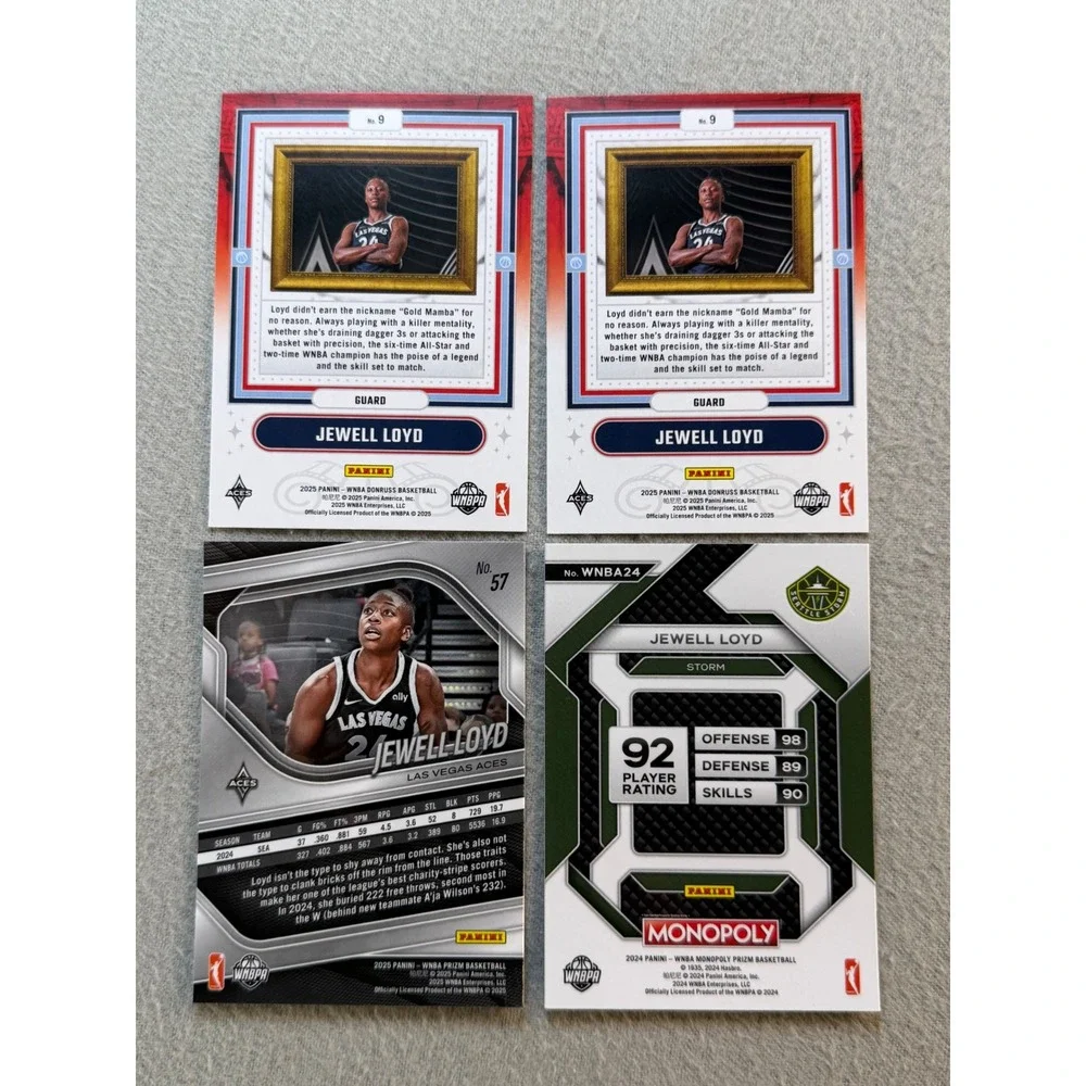 2024-25 Panini Jewell Loyd WNBA 4 Card Lot Donruss Prizm Monopoly